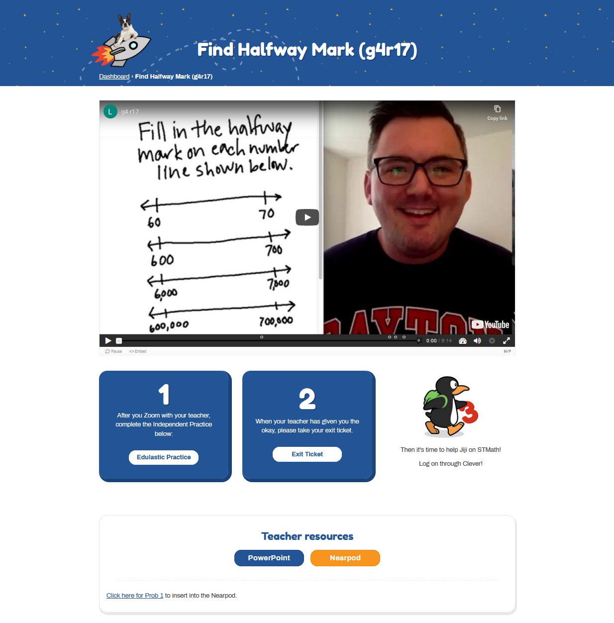 Screenshot of school lesson