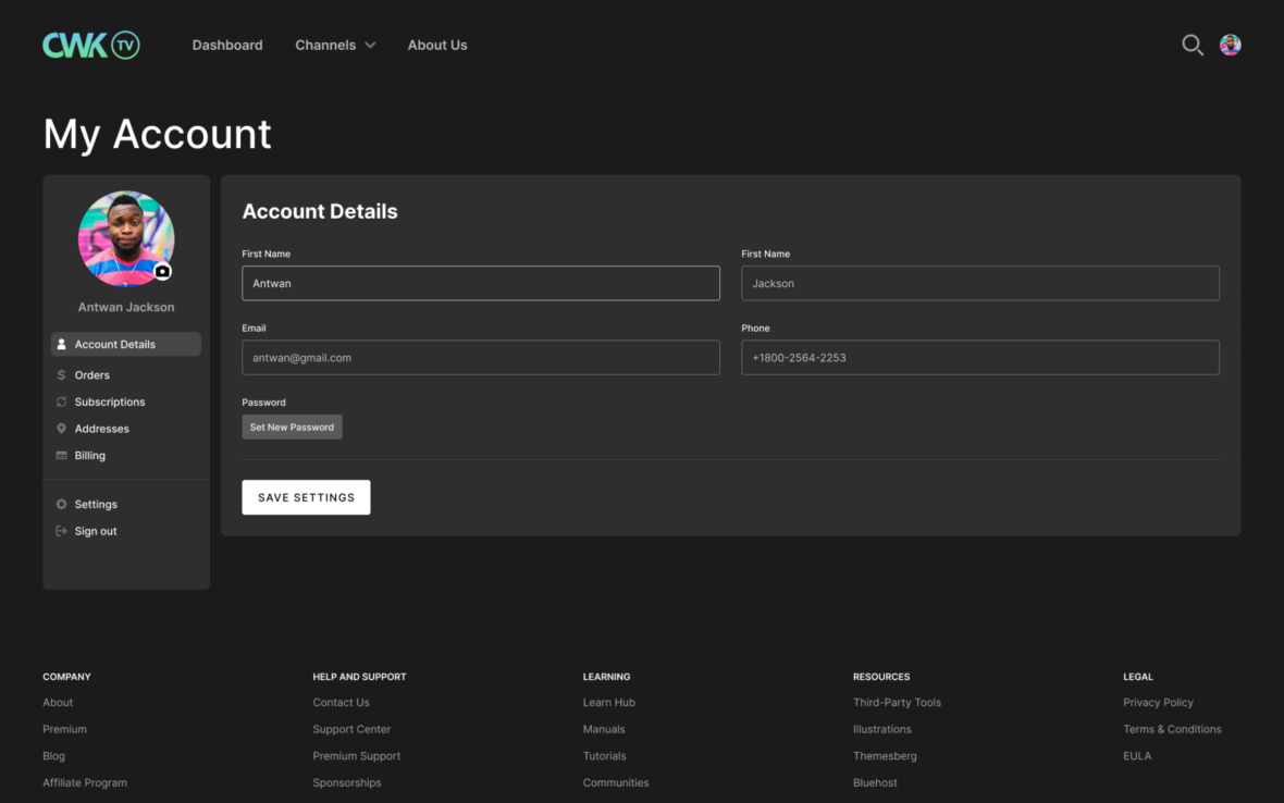 Customizable user profiles displayed in a card format.