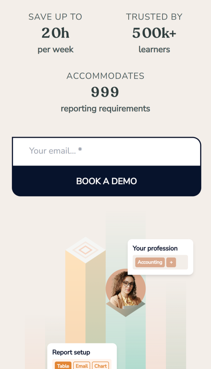 Mobile-optimized view of the Tangible Cred homepage, showing a responsive layout for on-the-go access.
