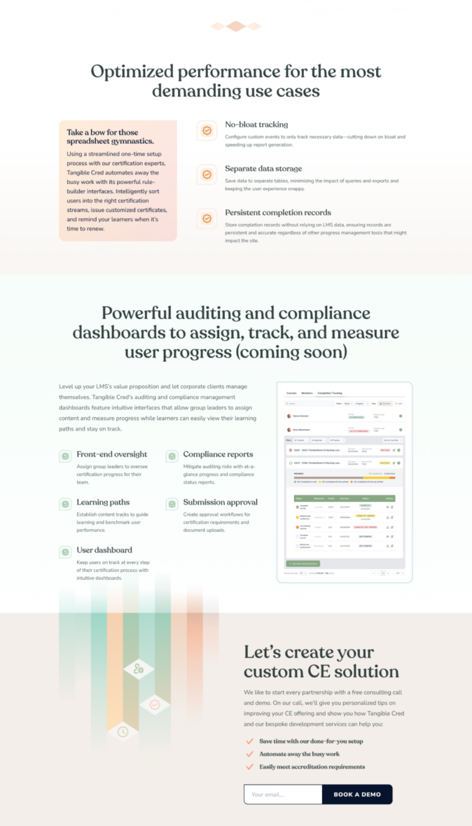 Screenshot of the Tangible Cred showcasing details about the product.